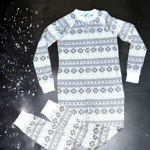 Cosmic Love l Long Sleeve Winter White & Grey Snowflakes l PJ Onesie | Small